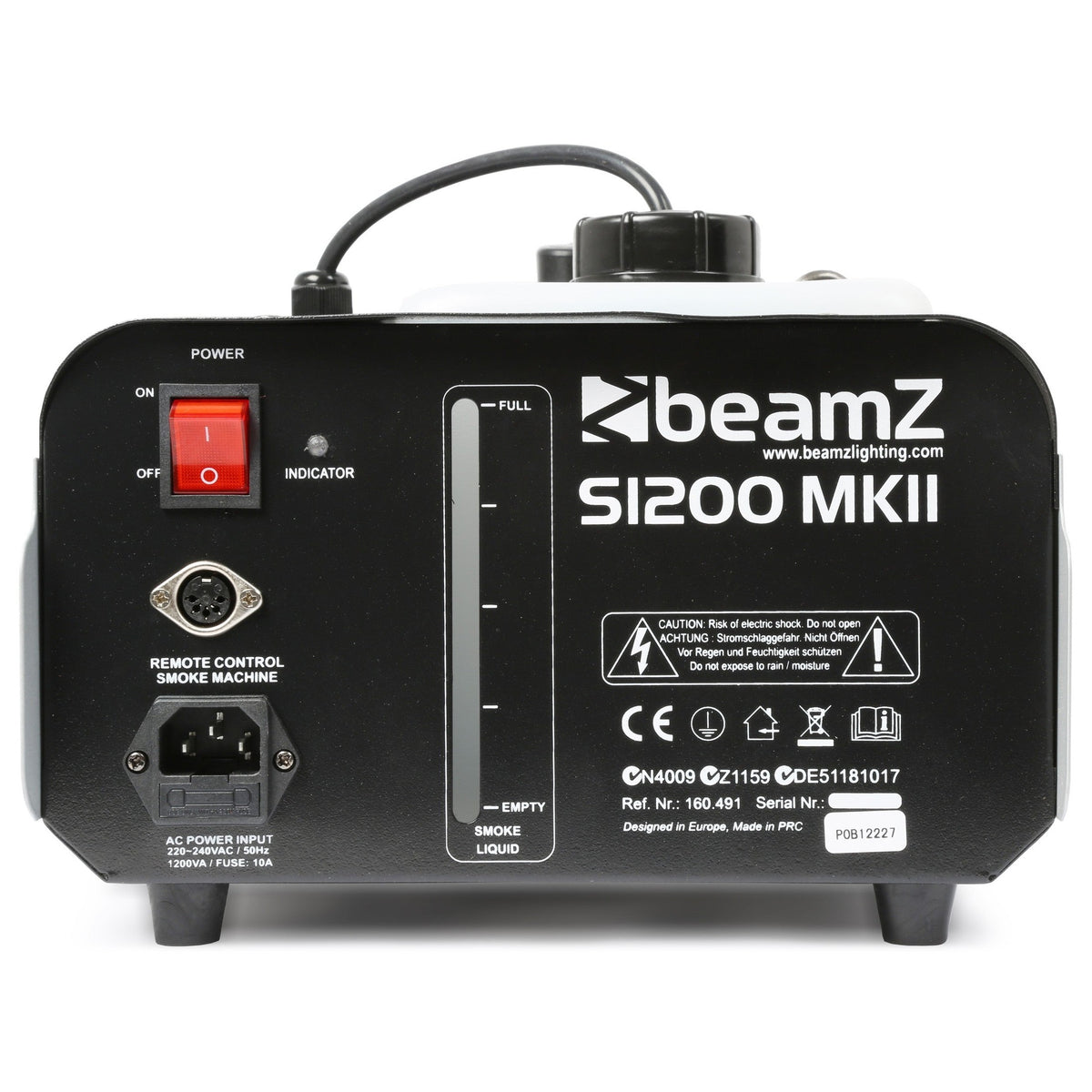 beamZ S1200 MKII Rookmachine 1200W met Timer Afstandsbediening – 2.5L Tank