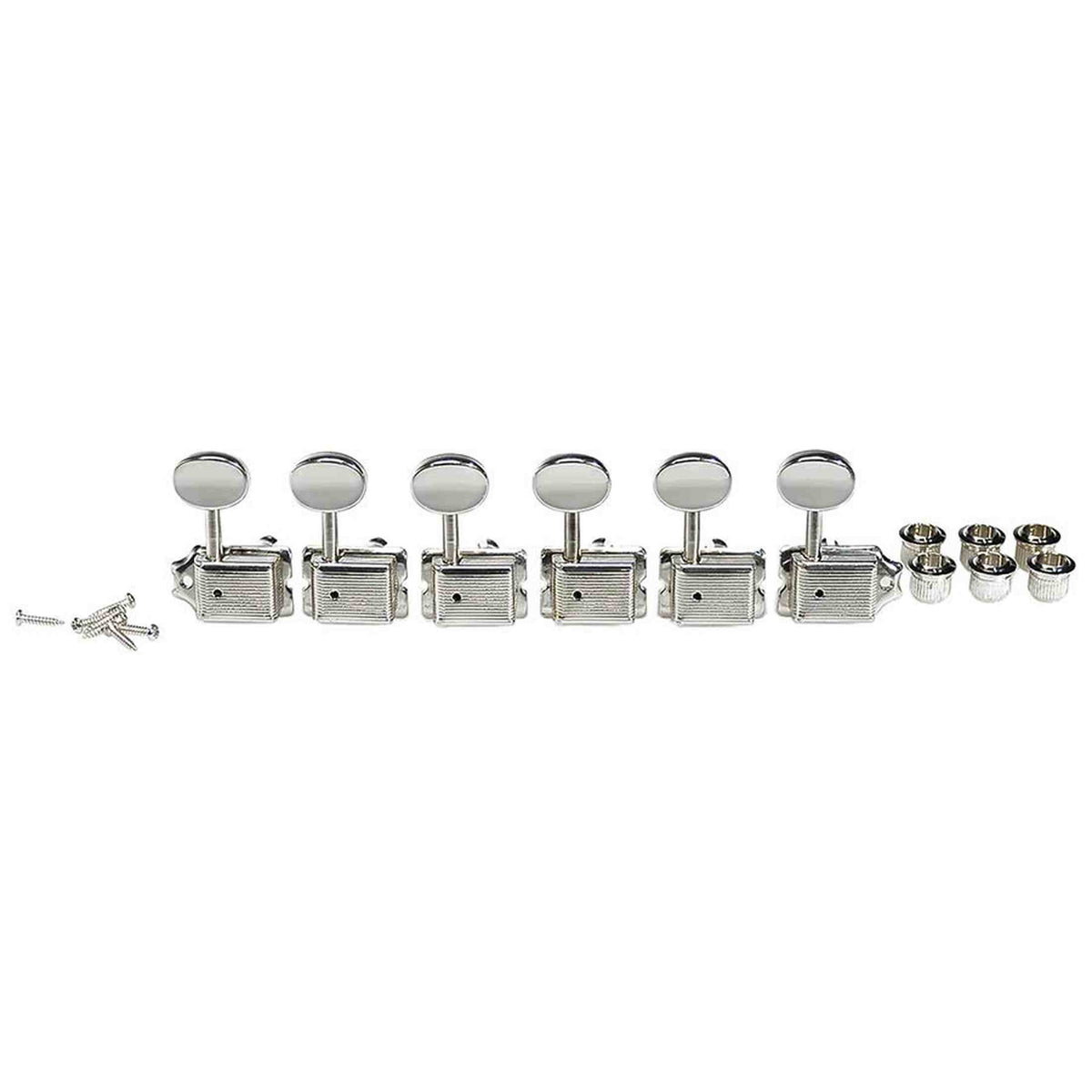 Boston 62-CL Stemmechanieken voor gitaar, chroom, 6x links, vintage style, metalen knoppen