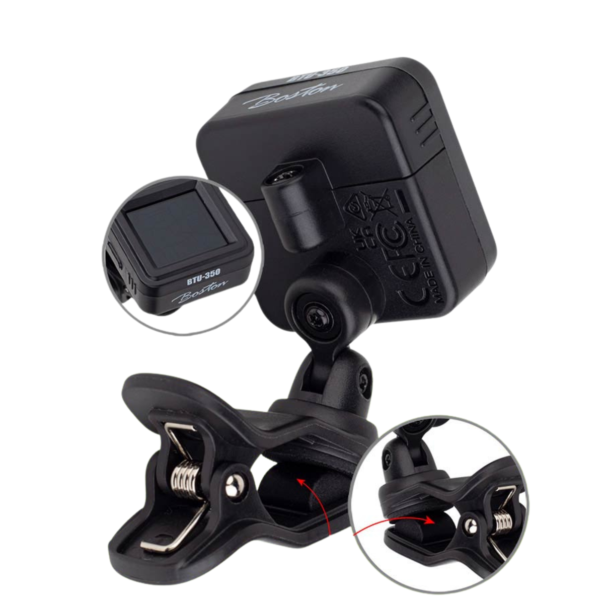 Boston BTU-350 chromatische clip tuner met full color display 440Hz B0 tot B7