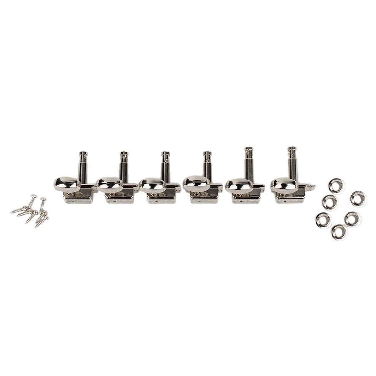 Wilkinson 162-NL-4M2L Stemmechanieken voor gitaar, met EZ LOK and staggered post height, 6x links, nikkel