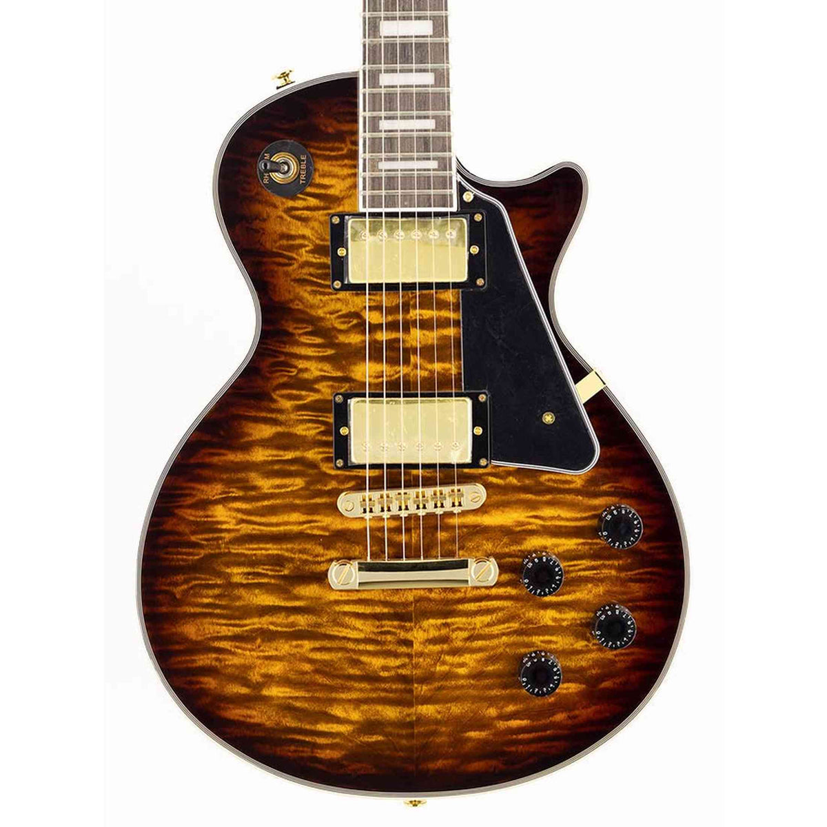 SX EH3D-DS elektrische gitaar – LP Custom stijl, 2 humbuckers, mahonie/esdoorn, Desert Sunburst