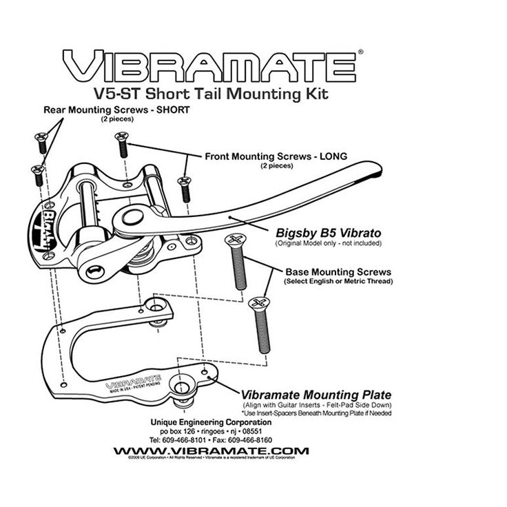 Allparts TP3741001 Vibramate® V5 Short Tail Kit - Chroom voor SG®