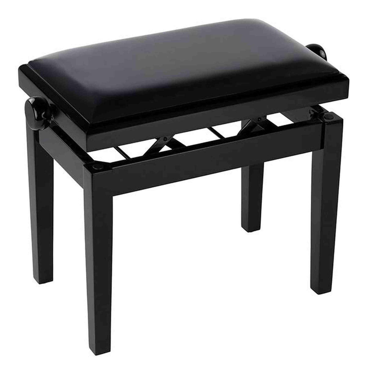 Boston PB2/2520 pianobank Deluxe – verstelbare zitting, dubbelkruis, satijnzwart met velours bekleding