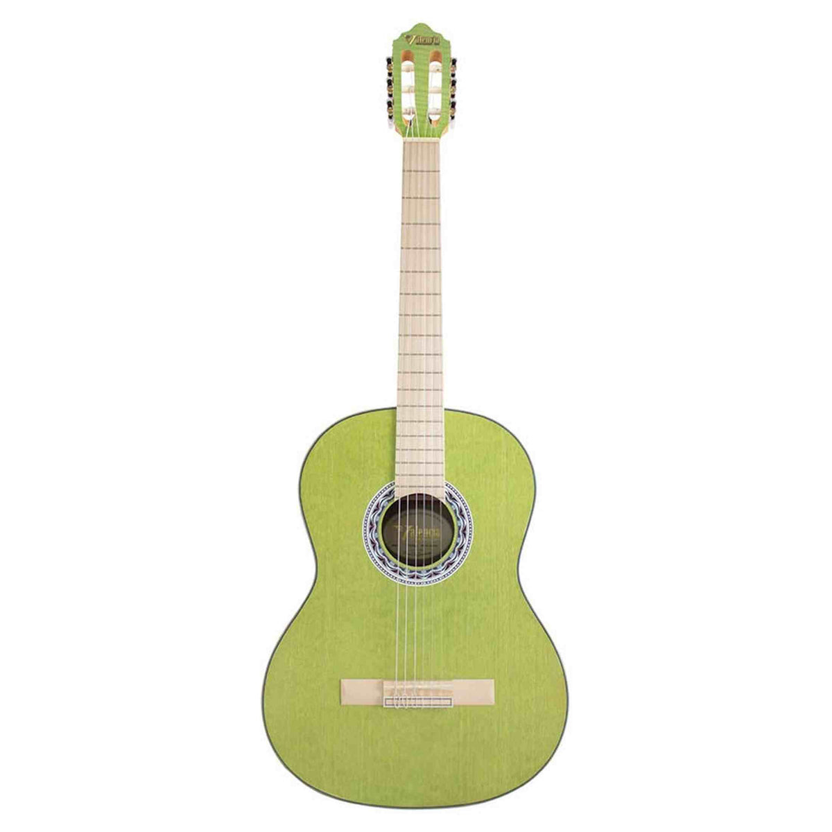Valencia VC354HGN Klassieke Gitaar 4/4 – Sitka Spar & Mahonie, Groen, Inclusief Tas, Standaard en Stemapparaat