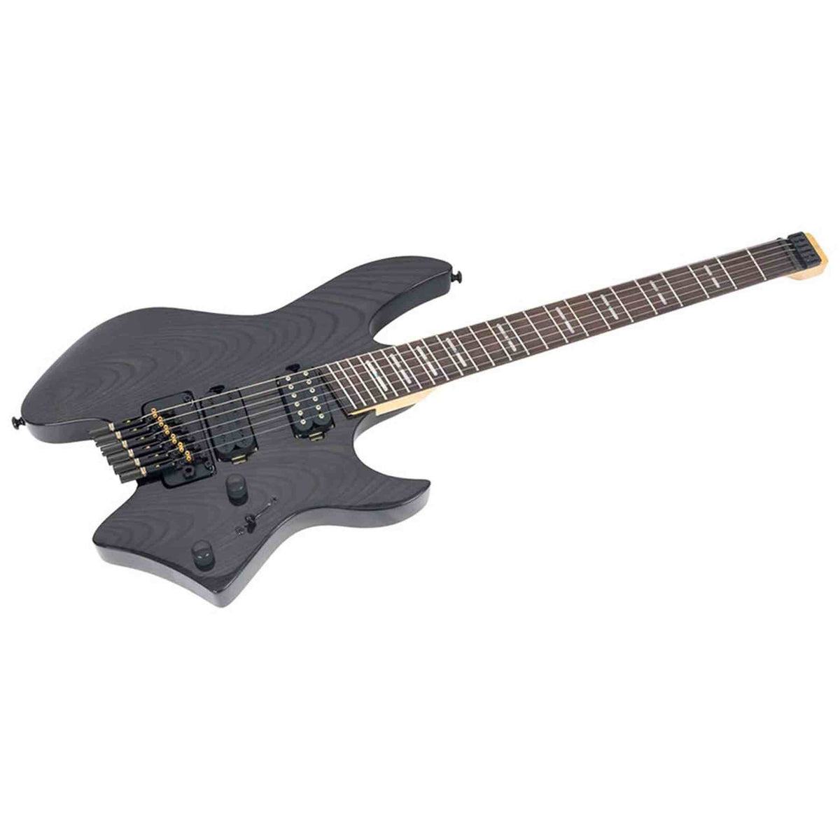 Sire X6H6/TBK elektrische gitaar – Headless, mahonie met ash veneer, Transparent Black, HH-configuratie, stainless frets, met gigbag