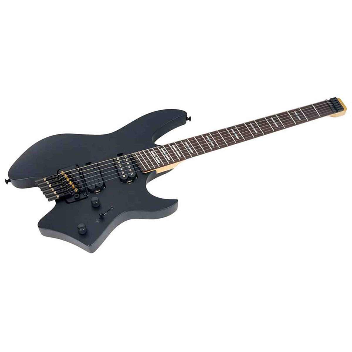 Sire X6H6/BKS elektrische gitaar – Headless, mahonie met maple top, Black Satin, HH-configuratie, stainless frets, met gigbag