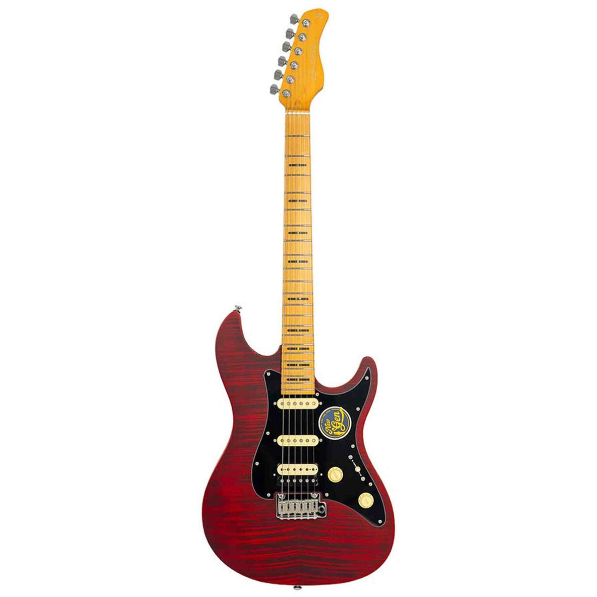 Sire S7N FM/STR New Gen Larry Carlton elektrische gitaar – S-Style, flamed alder body, See Through Red Satin, HSS-configuratie, stainless steel frets
