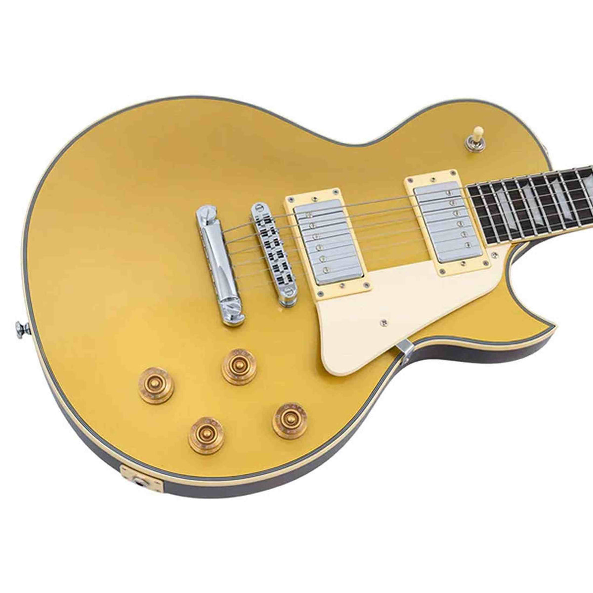 Sire L7N/MGO elektrische gitaar – L-Style, mahonie met maple top, Metallic Gold, HH-configuratie, stainless frets, locking tuners