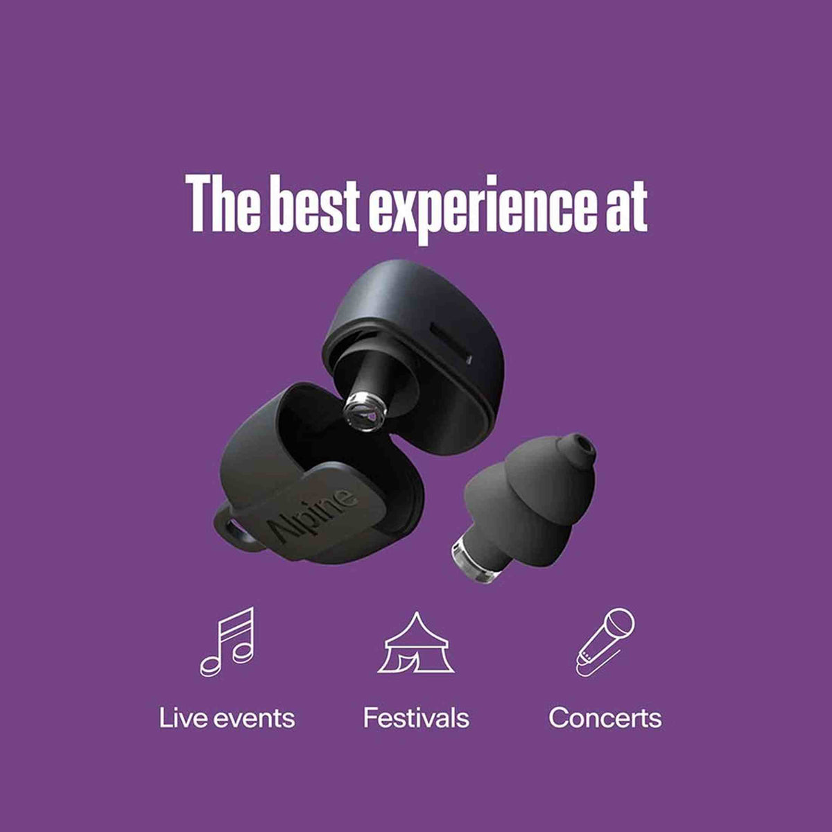 Alpine ALP-PP/PRO-BK PartyPlug Pro Oordoppen Zwart met Muziekfilter en 3 Maten