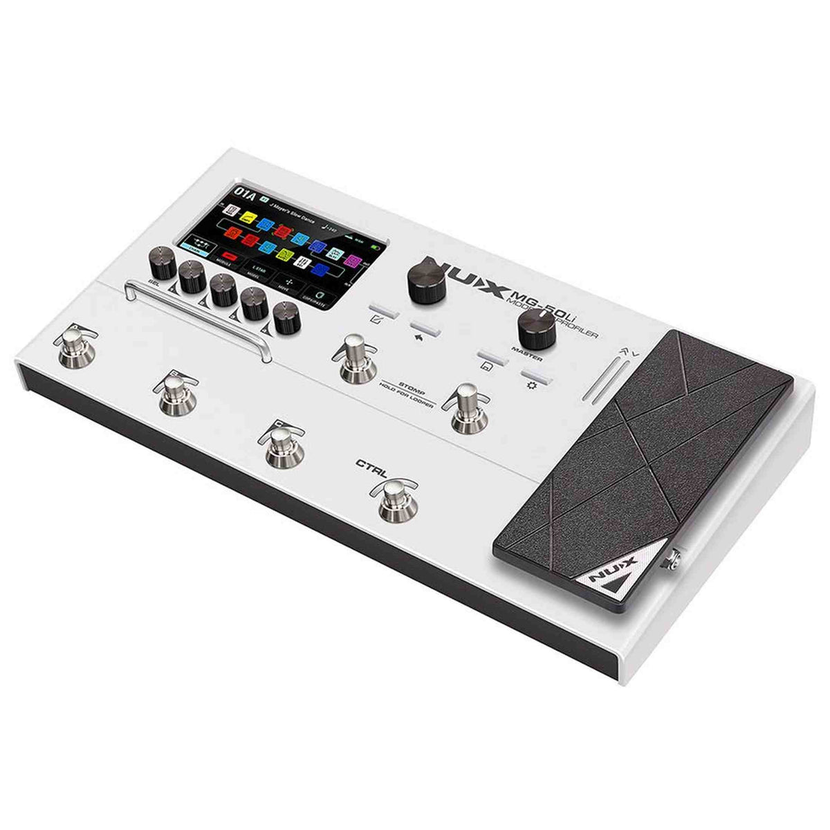 NUX MG-50Li WH Multi-Effects Processor met Amp Modeler, Profiler, Battery, USB Audio en Draagtas, Wit