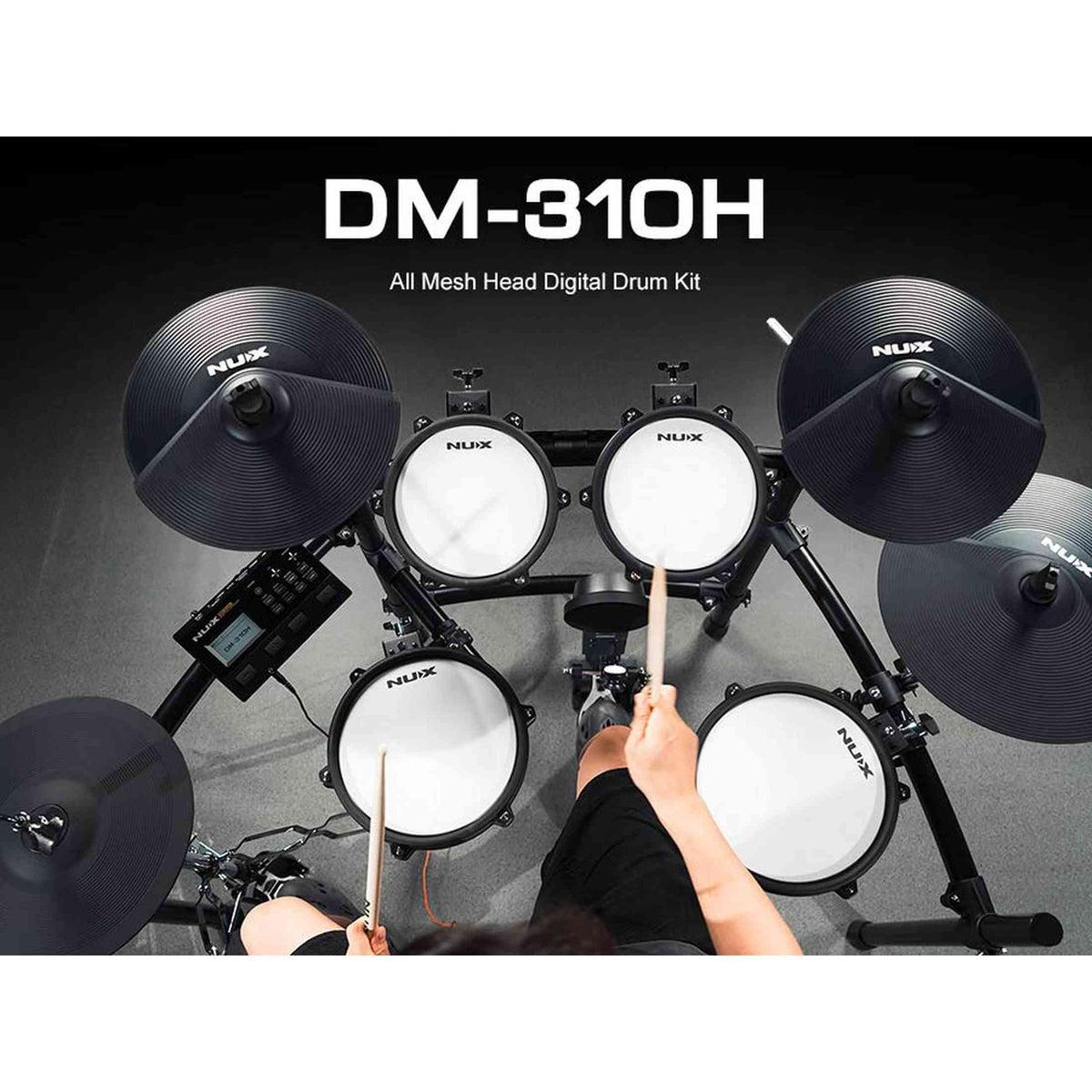 NUX DM-310H All Mesh Head Digitale Drumkit met 10" Snare, 8/8/10 Toms, 12"/14" Cymbals en Hi-Hat Stand