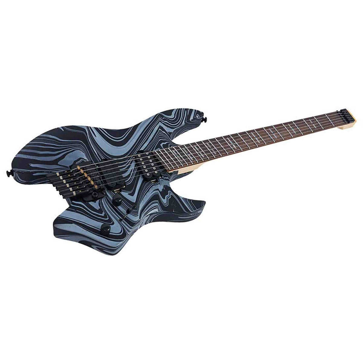 Sire X6H6/BKSW Larry Carlton Headless Elektrische Gitaar Black Swirl met Tremolobrug en Gigbag