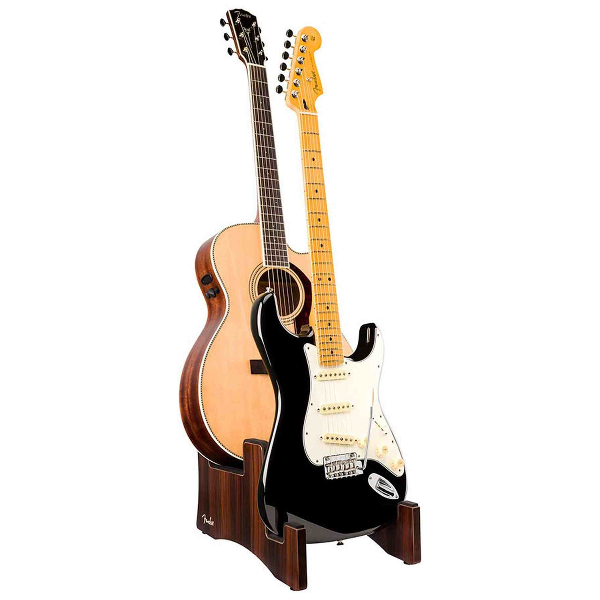 Fender 0991829003 Deluxe Houten Gitaarstandaard 2-Tier Voor Akoestisch en Elektrisch