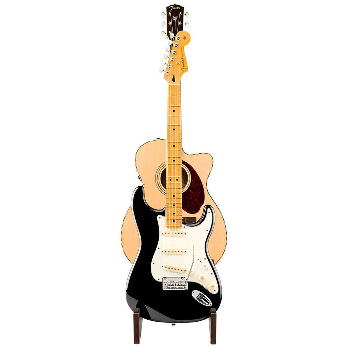 Fender 0991829003 Deluxe Houten Gitaarstandaard 2-Tier Voor Akoestisch en Elektrisch