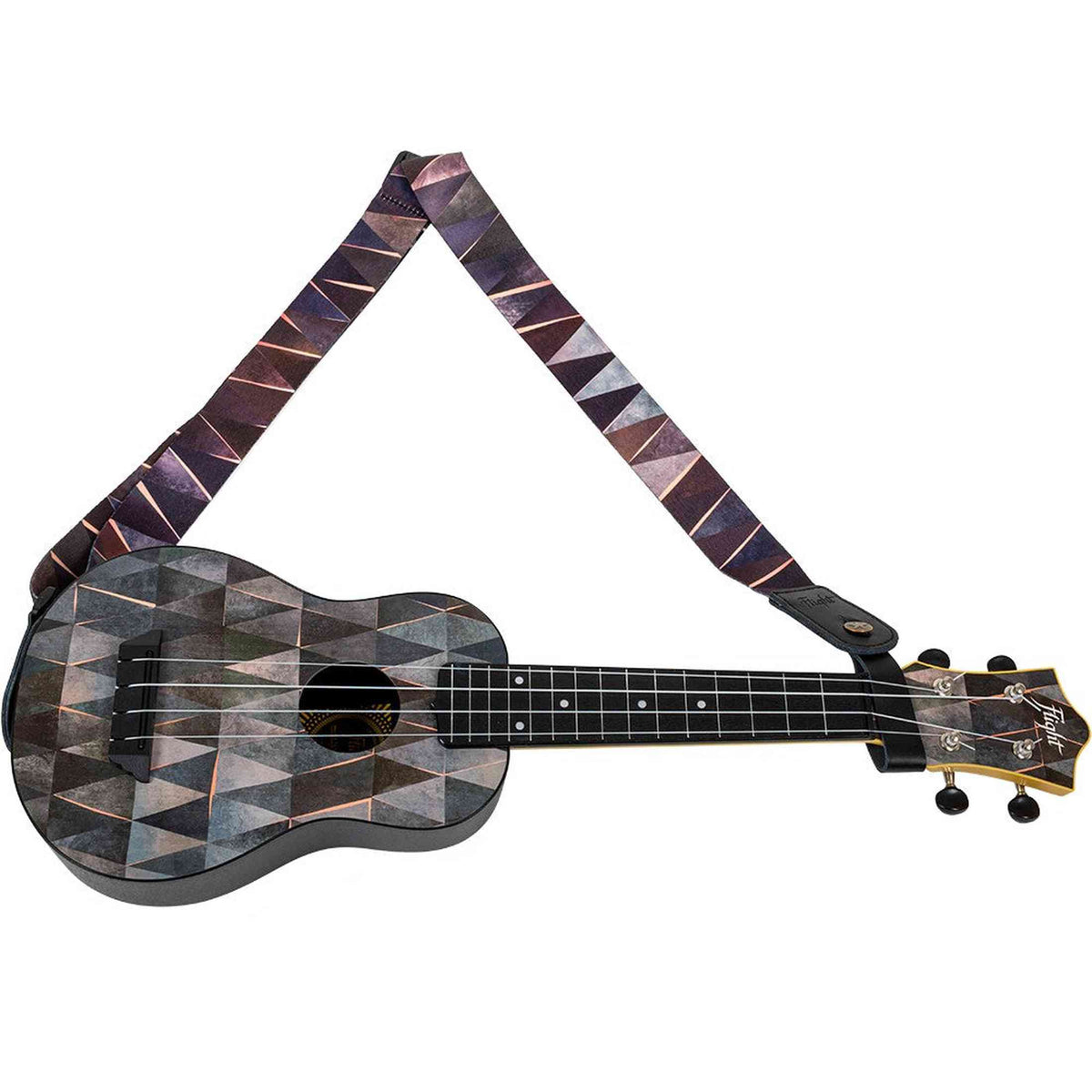 Flight S35 Arcana Ukulele Strap Poly/Leer met Geometrisch Patroon en Verstelbare Lengte