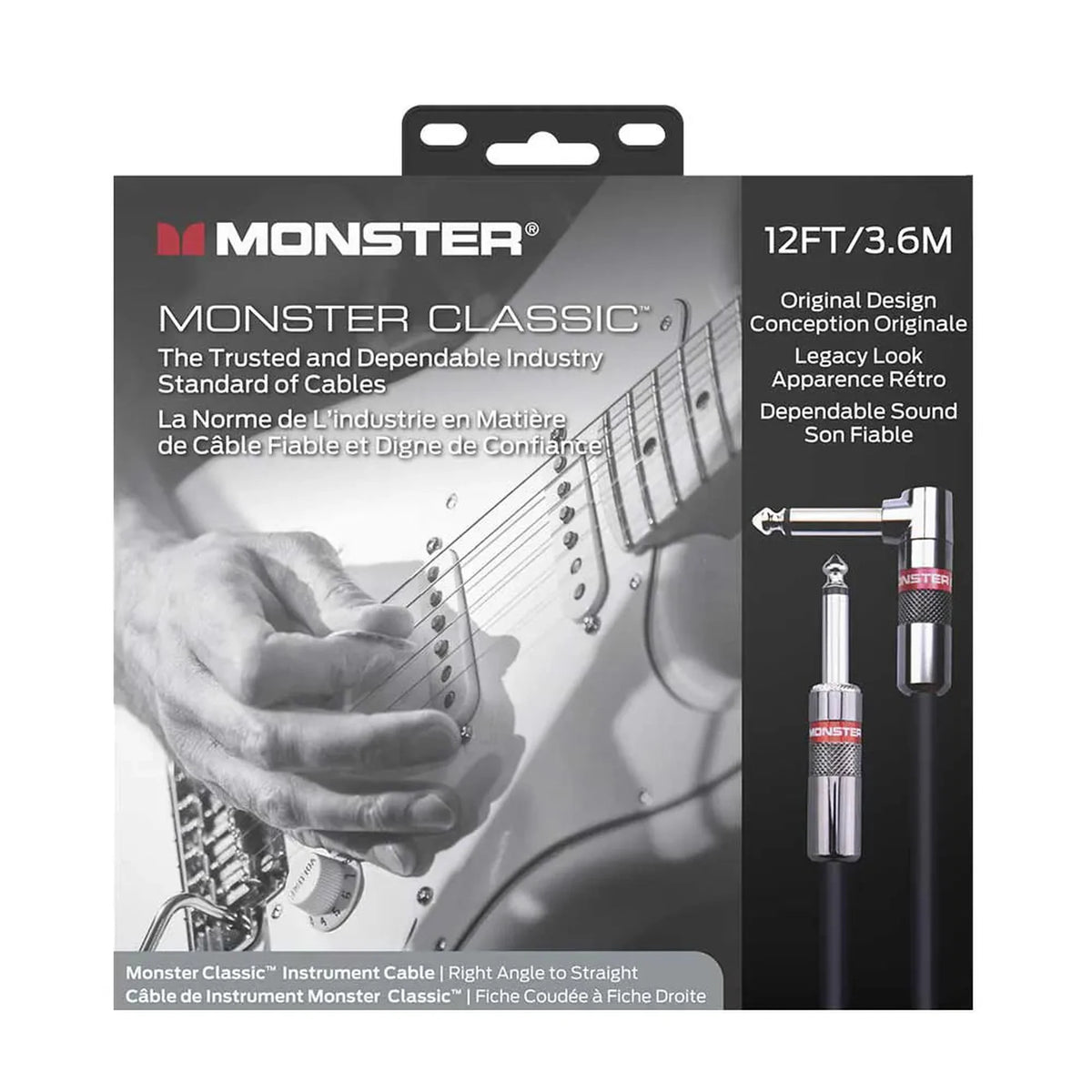 Monster Classic Gitaarkabel 3,6 Meter Haakse Jack naar Rechte Jack