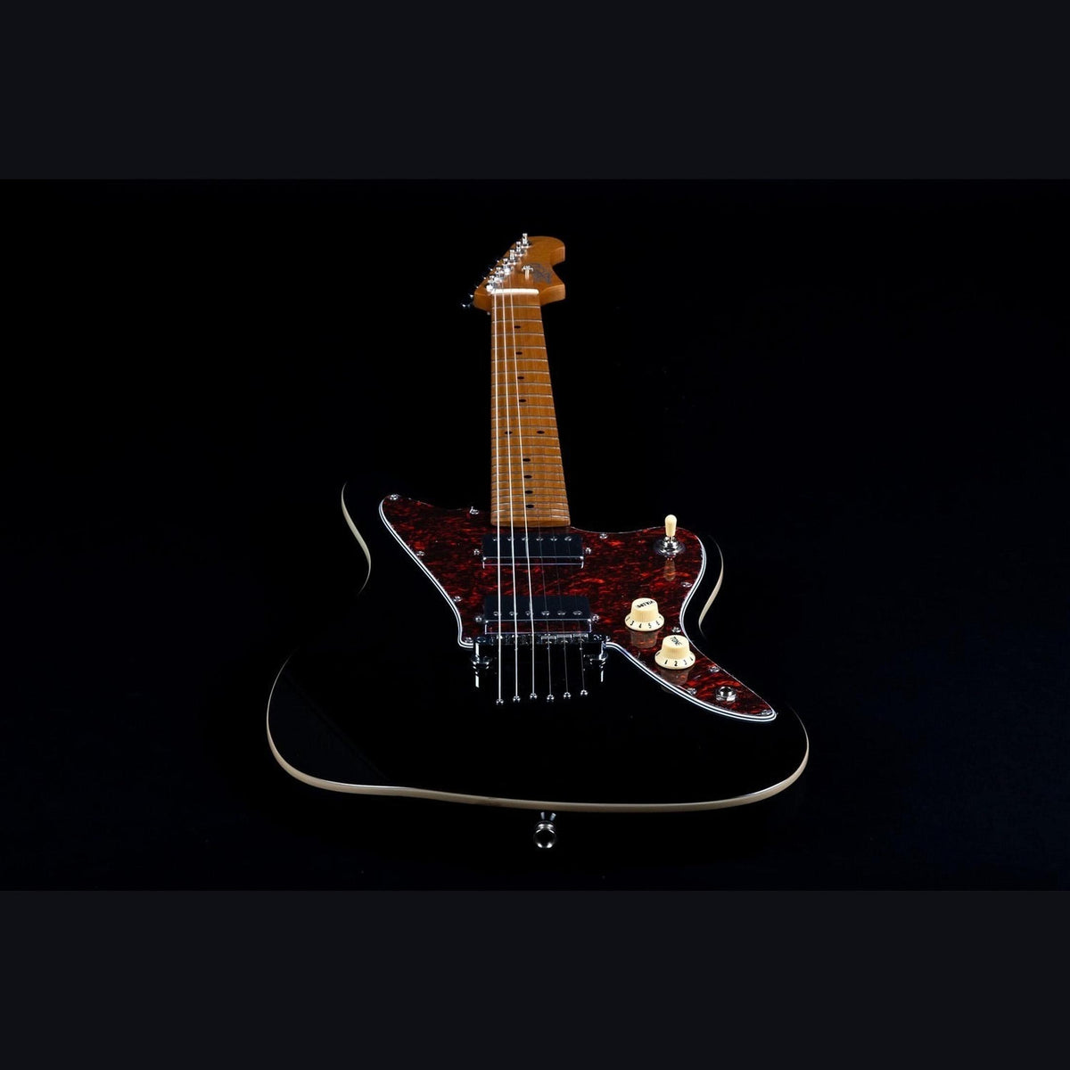 JET JJ-350 BK Offset Elektrische Gitaar HH Hardtail Roasted Maple Zwart
