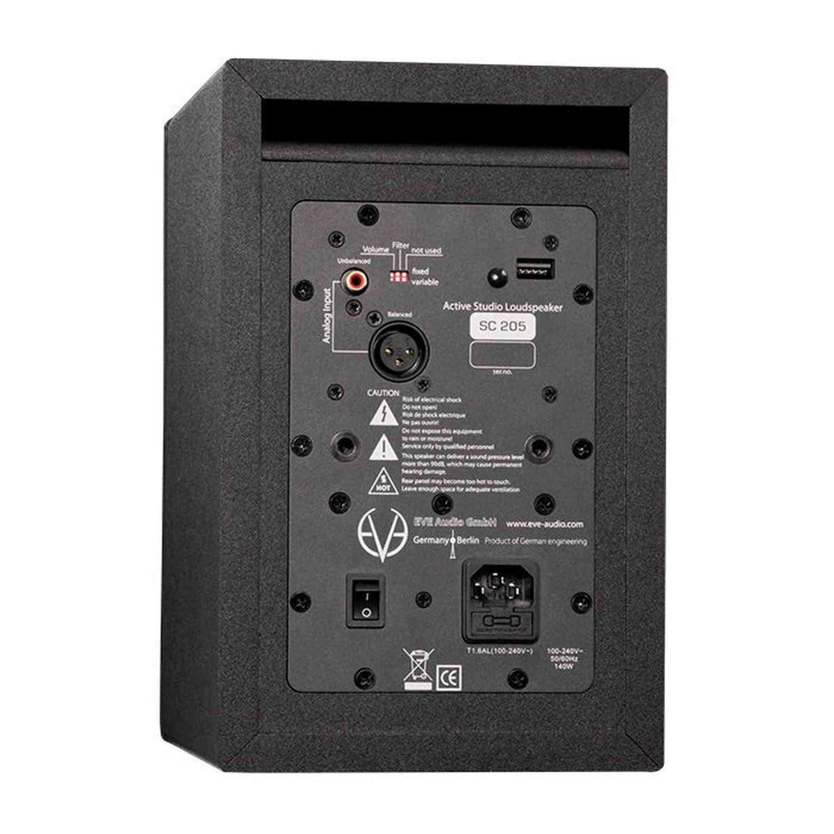 EVE Audio SC205 All Black actieve 2-weg studiomonitor 5 inch 100W 53Hz-21kHz 101 dB met DSP SMART-knob