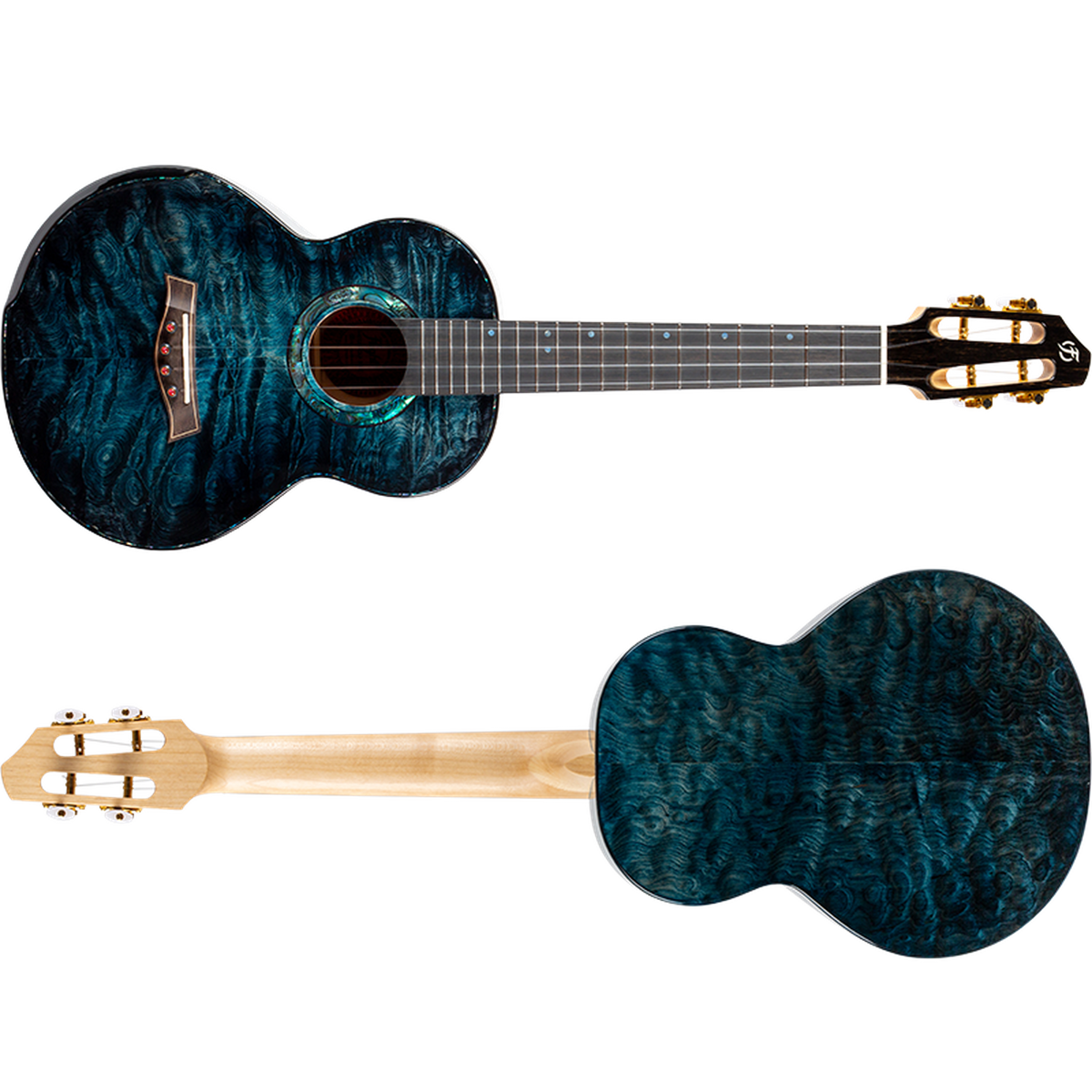Flight A10QM A10 Volmassief Tenor Ukulele - Gequilte Esdoorn Blauw