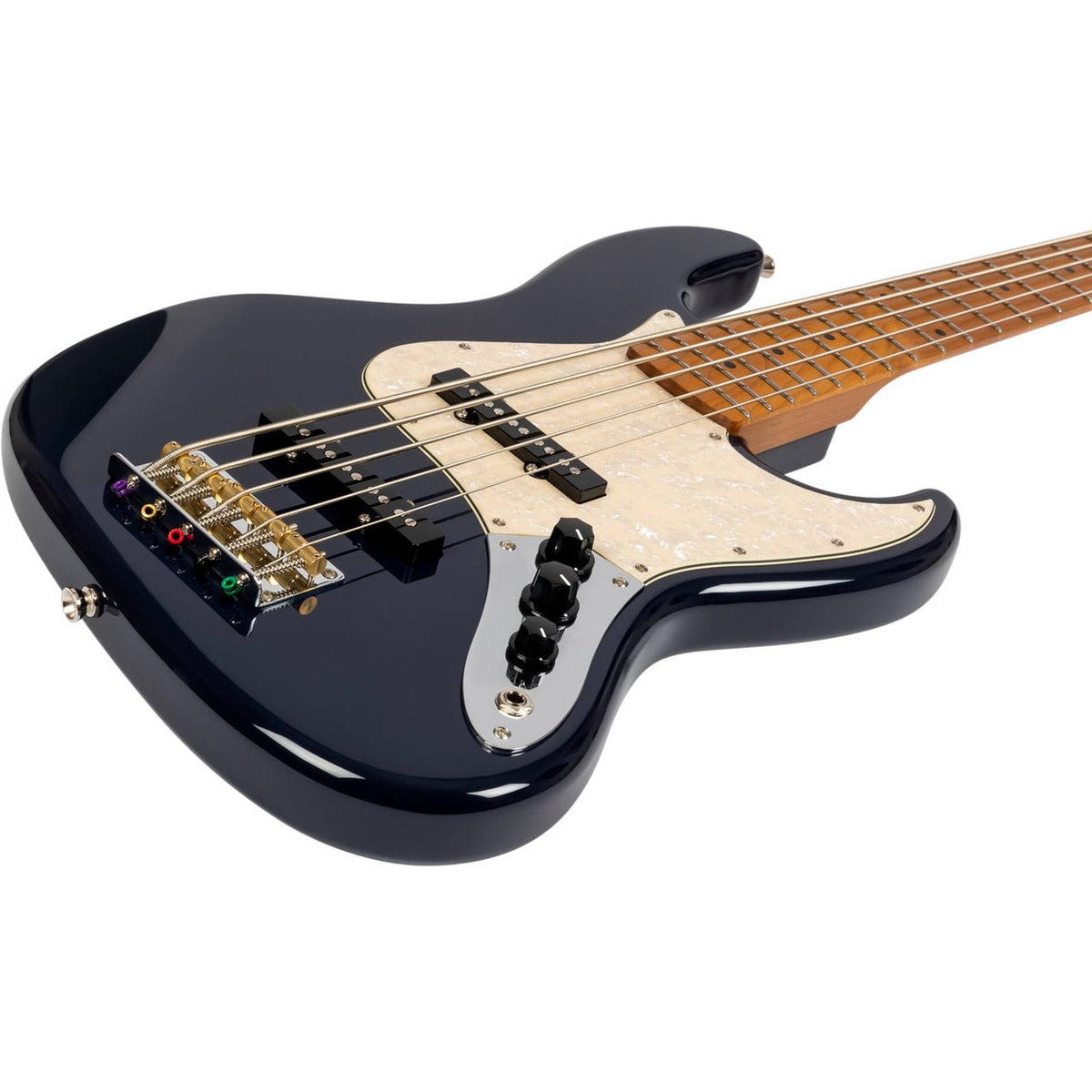 JET JJB-305 DBL JB-style 5-snarige Elektrische Bas Roasted Maple Diep Blauw