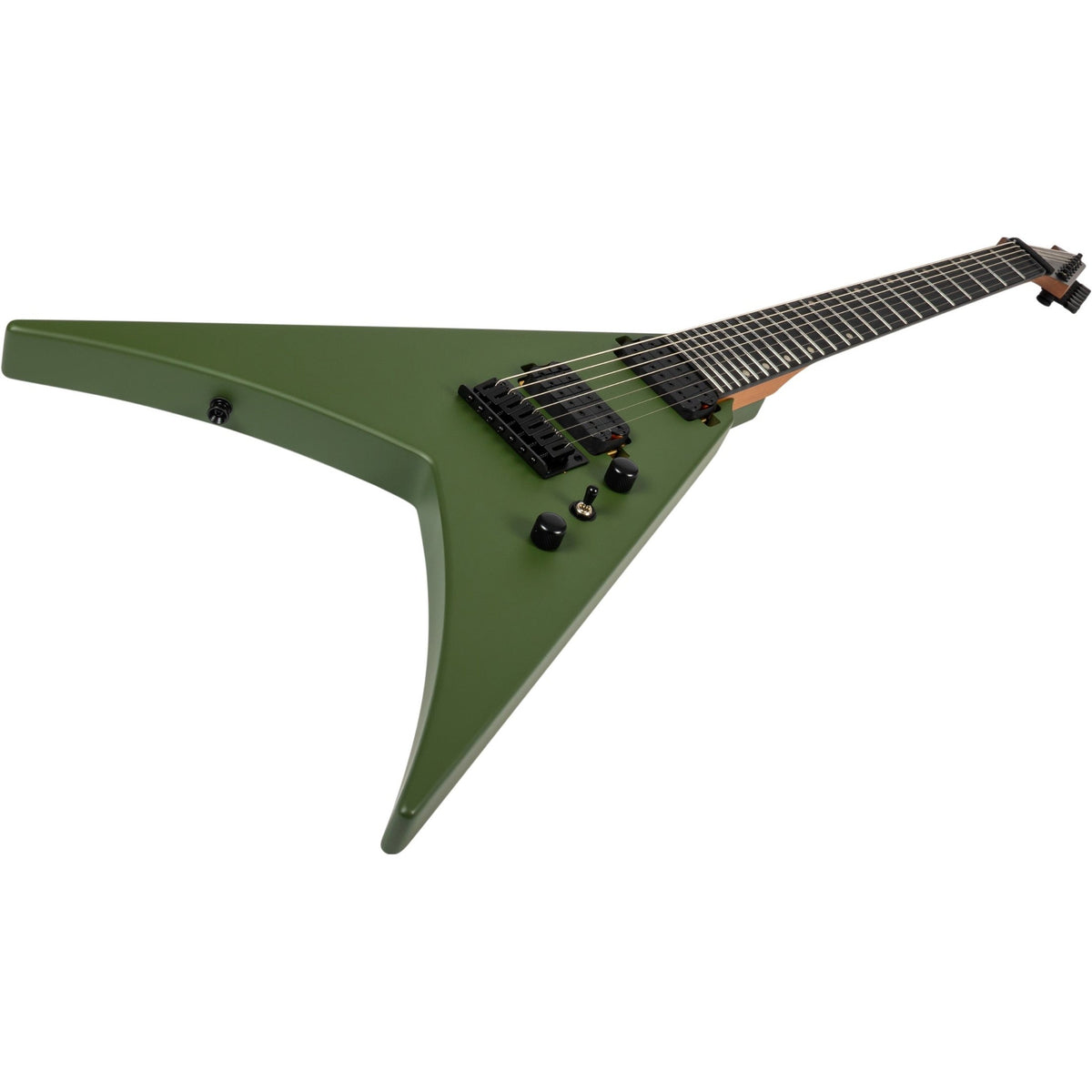 Spira V-407 MGR V-Style 7-Snarige Elektrische Gitaar HH Villain Humbuckers Roasted Poplar Satin Green