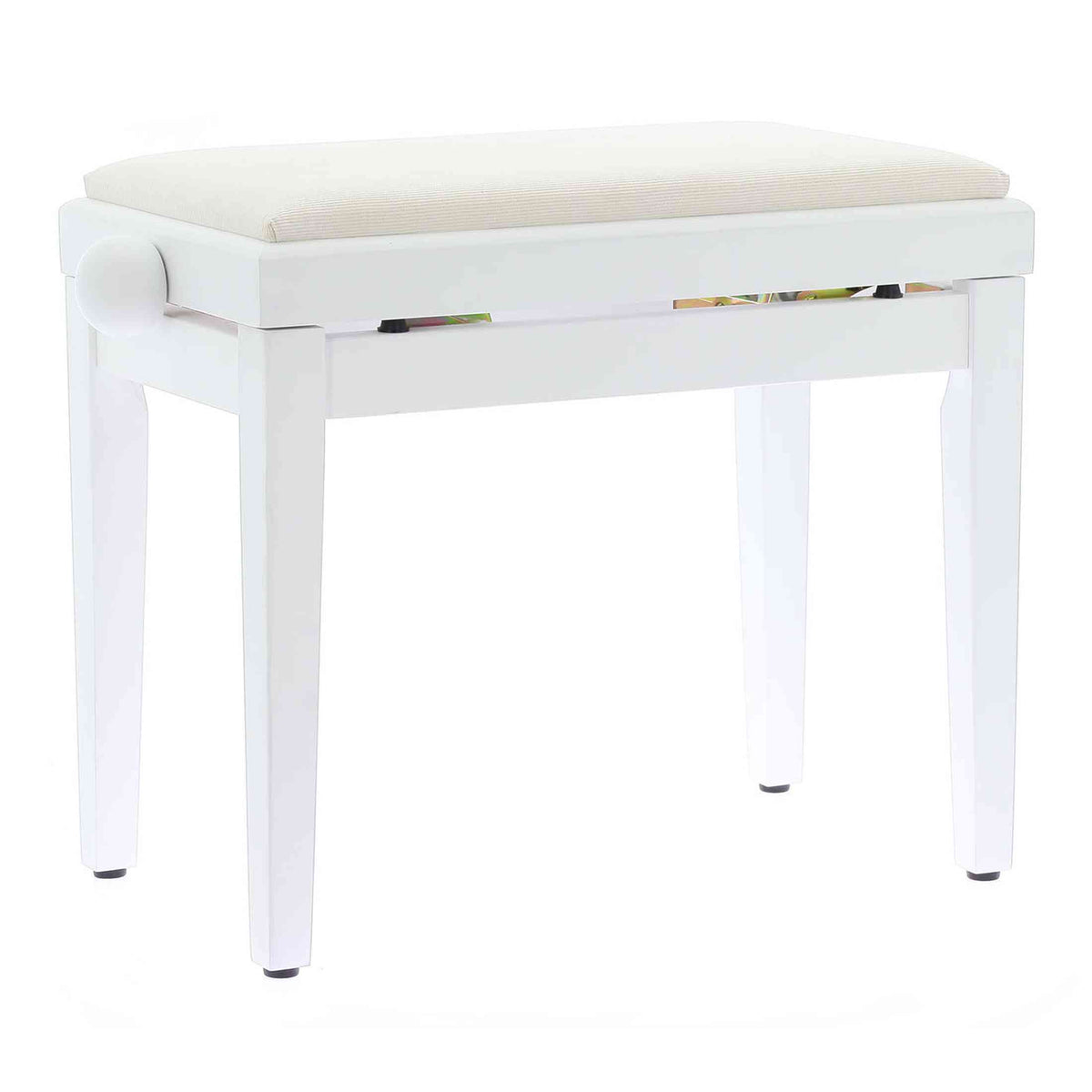 QUIKLOK PB010WHS Piano Bank – Verstelbaar 480-570 mm, Fluwelen Zitting, Mat Wit