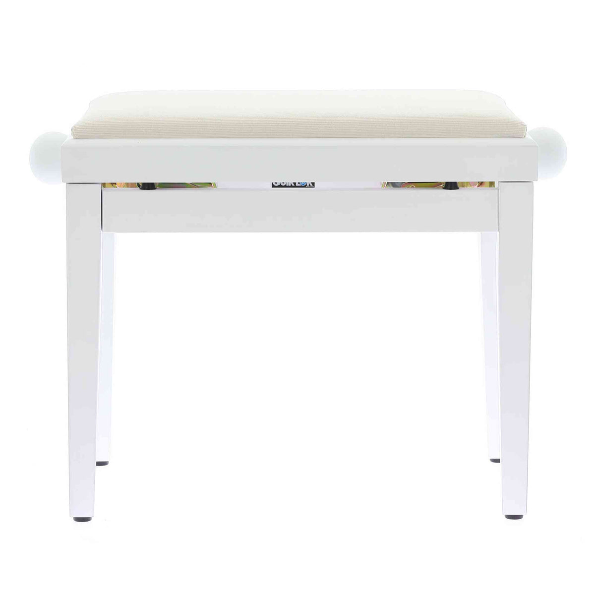 QUIKLOK PB010WHS Piano Bank – Verstelbaar 480-570 mm, Fluwelen Zitting, Mat Wit