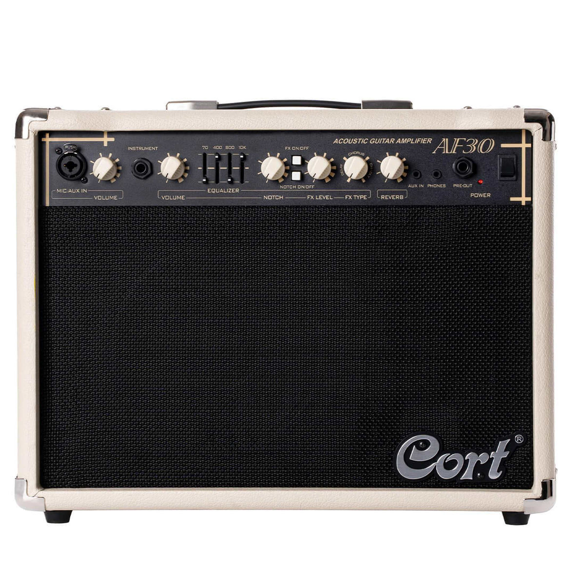 Cort AF30 30W Akoestische Gitaarversterker met 8 inch Speaker, Tweeter en DSP Effecten