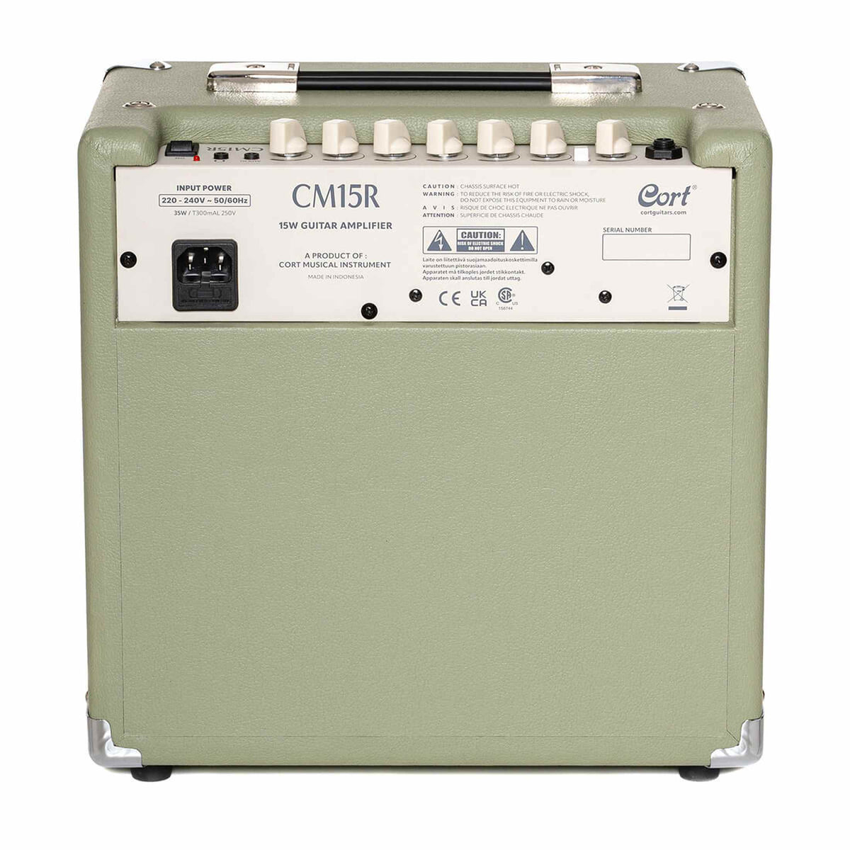 Cort CM15RPG 15W Gitaarversterker met 8 inch Speaker, Reverb en 2 Kanalen Pastel Groen