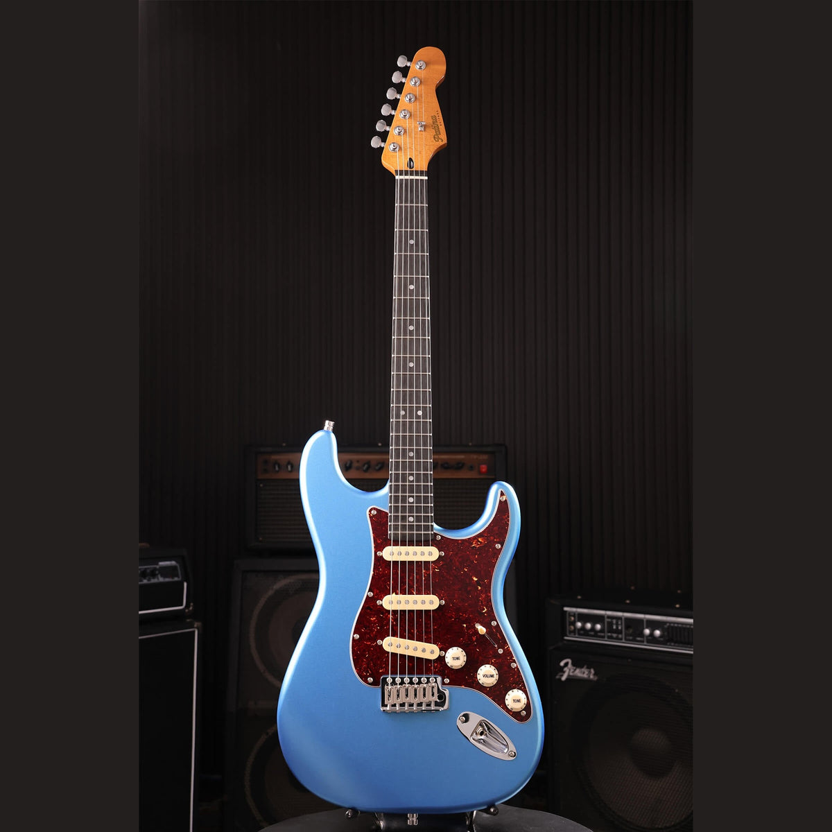 Patina PS-3 LPB S-style Elektrische Gitaar SSS Alnico V Nitro Paulownia Body Roasted Maple Hals Lake Placid Blue