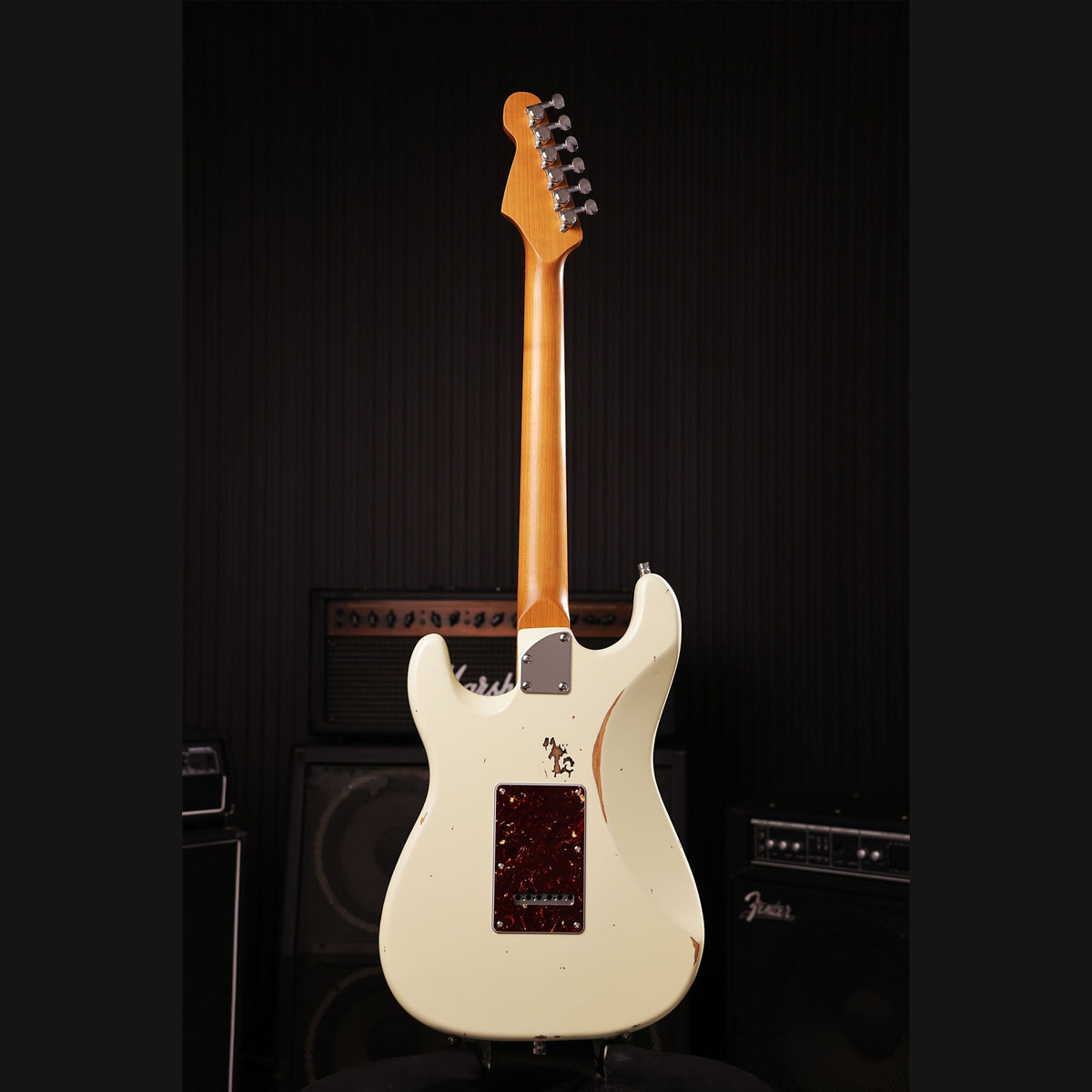 Patina PS-6 OW R S-style Elektrische Gitaar SSS Alnico V Nitro Relic Paulownia Body Roasted Maple Hals Olympic White