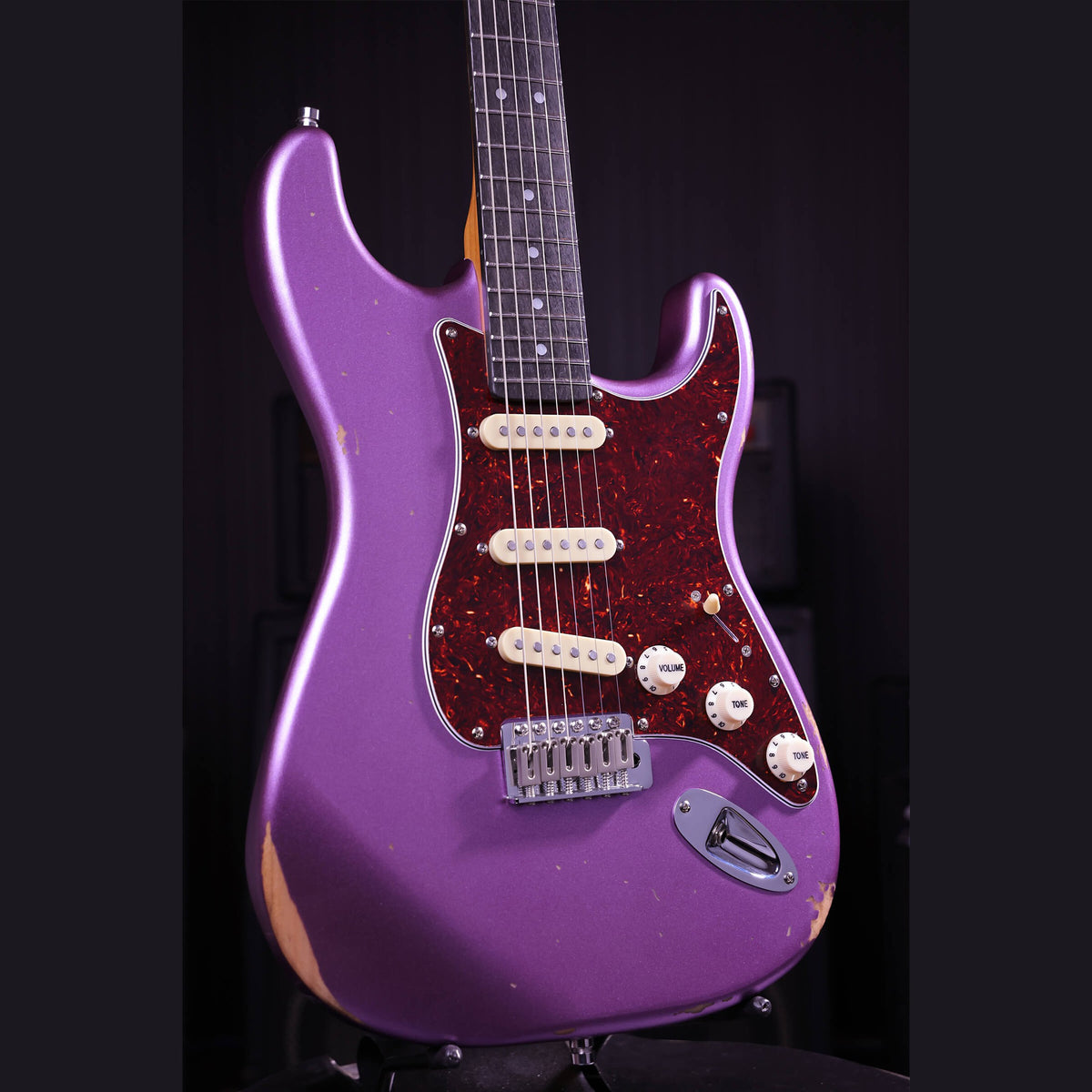 Patina PS-6 PP R S-style Elektrische Gitaar SSS Alnico V Nitro Relic Paulownia Body Roasted Maple Hals Paars