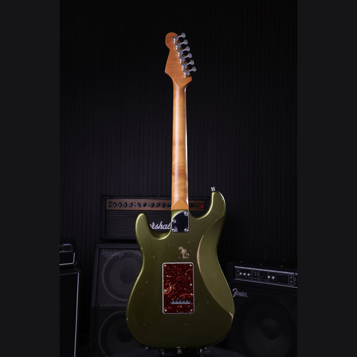 Patina PS-7 SGR R S-style Elektrische Gitaar HSS Alnico V Nitro Relic Paulownia Body Roasted Maple Hals Sherwood Green