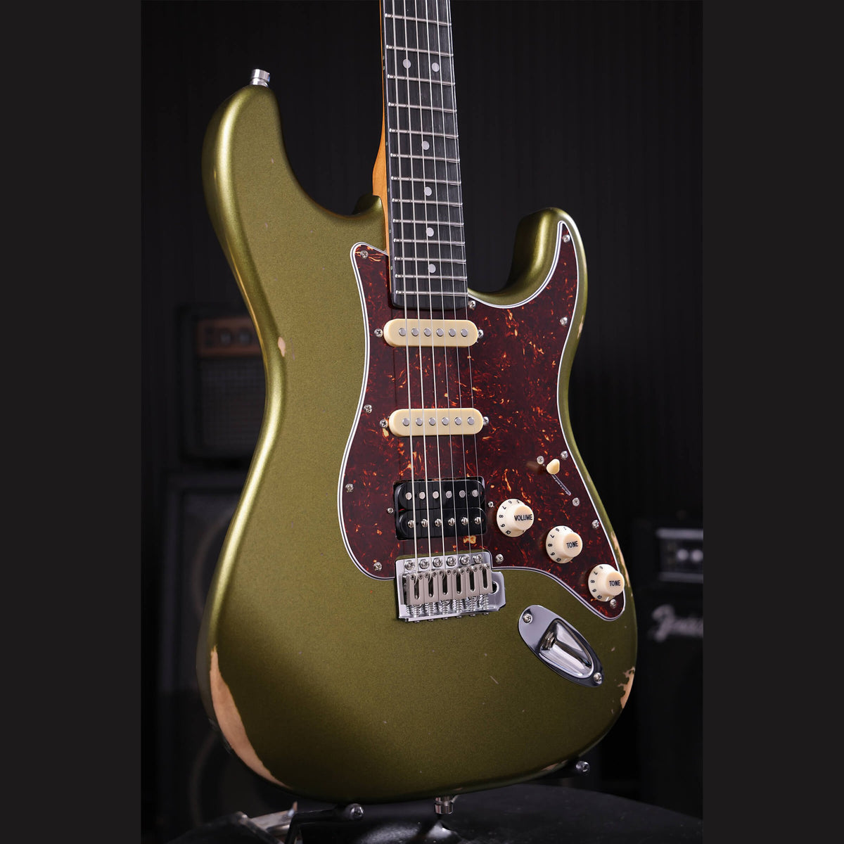 Patina PS-7 SGR R S-style Elektrische Gitaar HSS Alnico V Nitro Relic Paulownia Body Roasted Maple Hals Sherwood Green