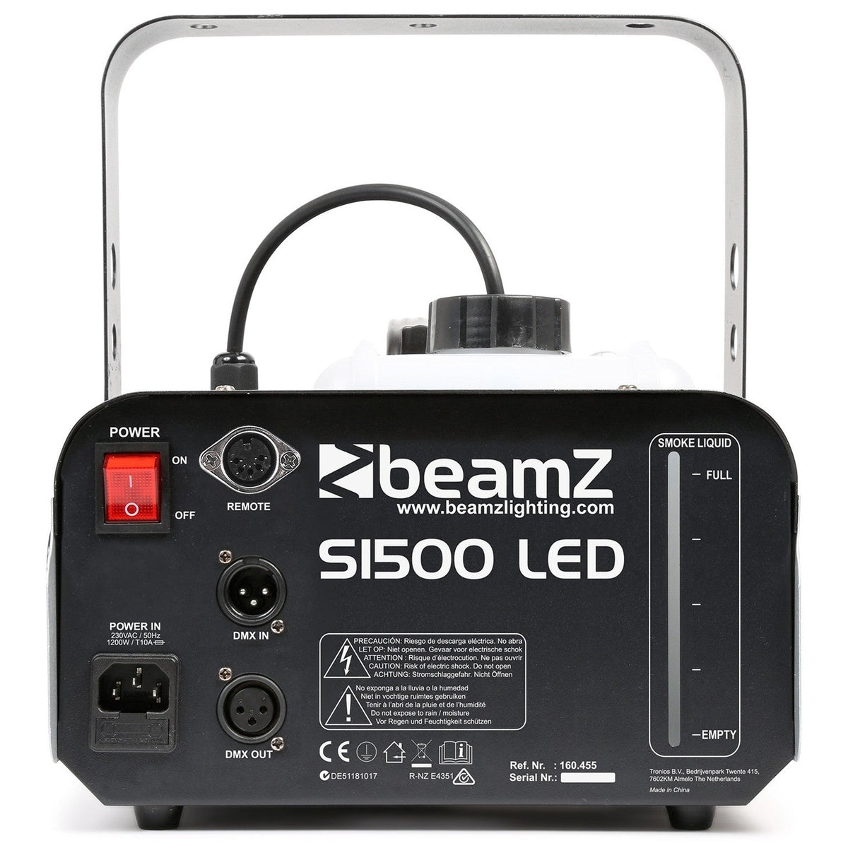 beamZ S1500LED Rookmachine 1500W met 9x 3W RGB LED en DMX-sturing