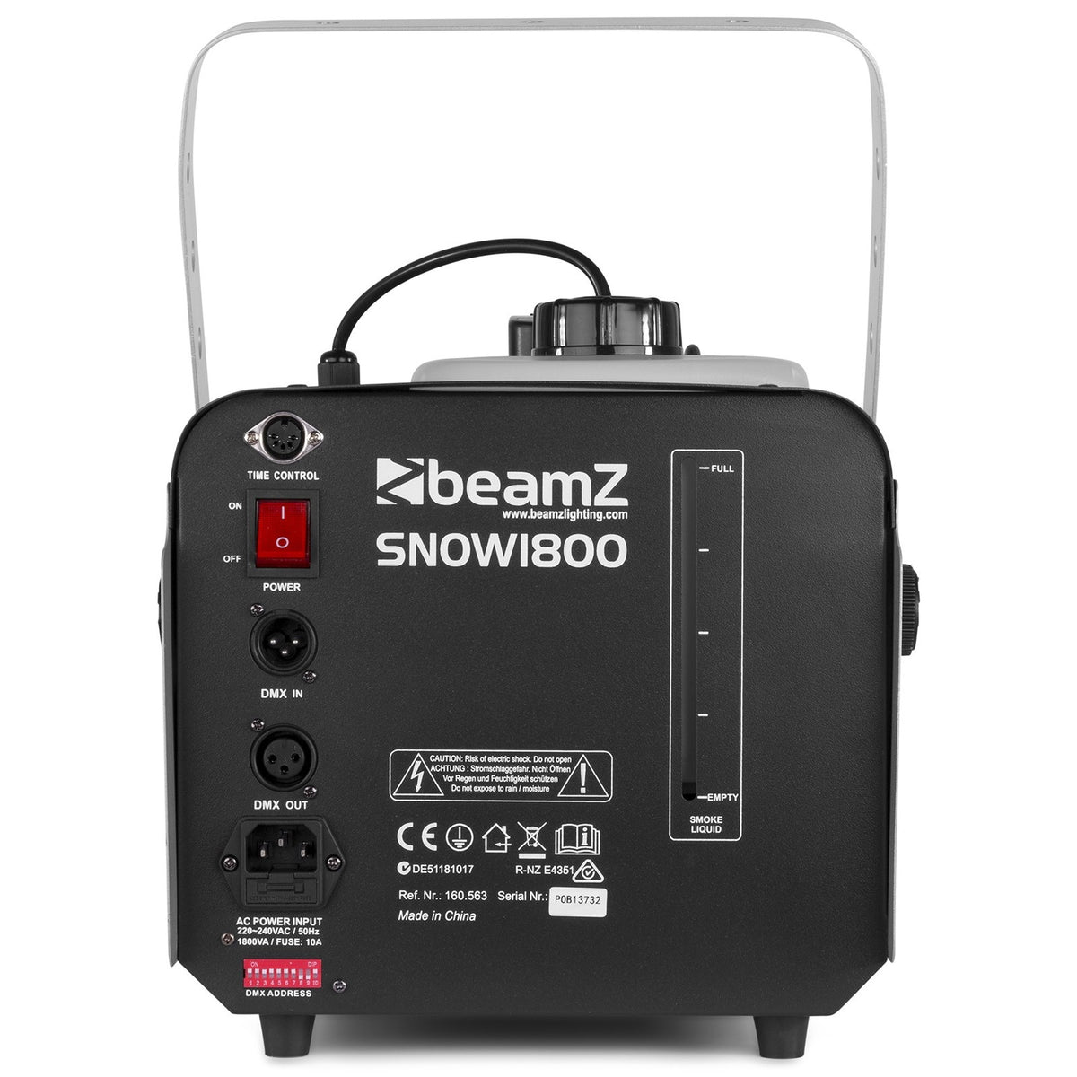 beamZ SNOW1800 Sneeuwmachine 1800W met DMX, 3.1L Tank en Afstandsbediening