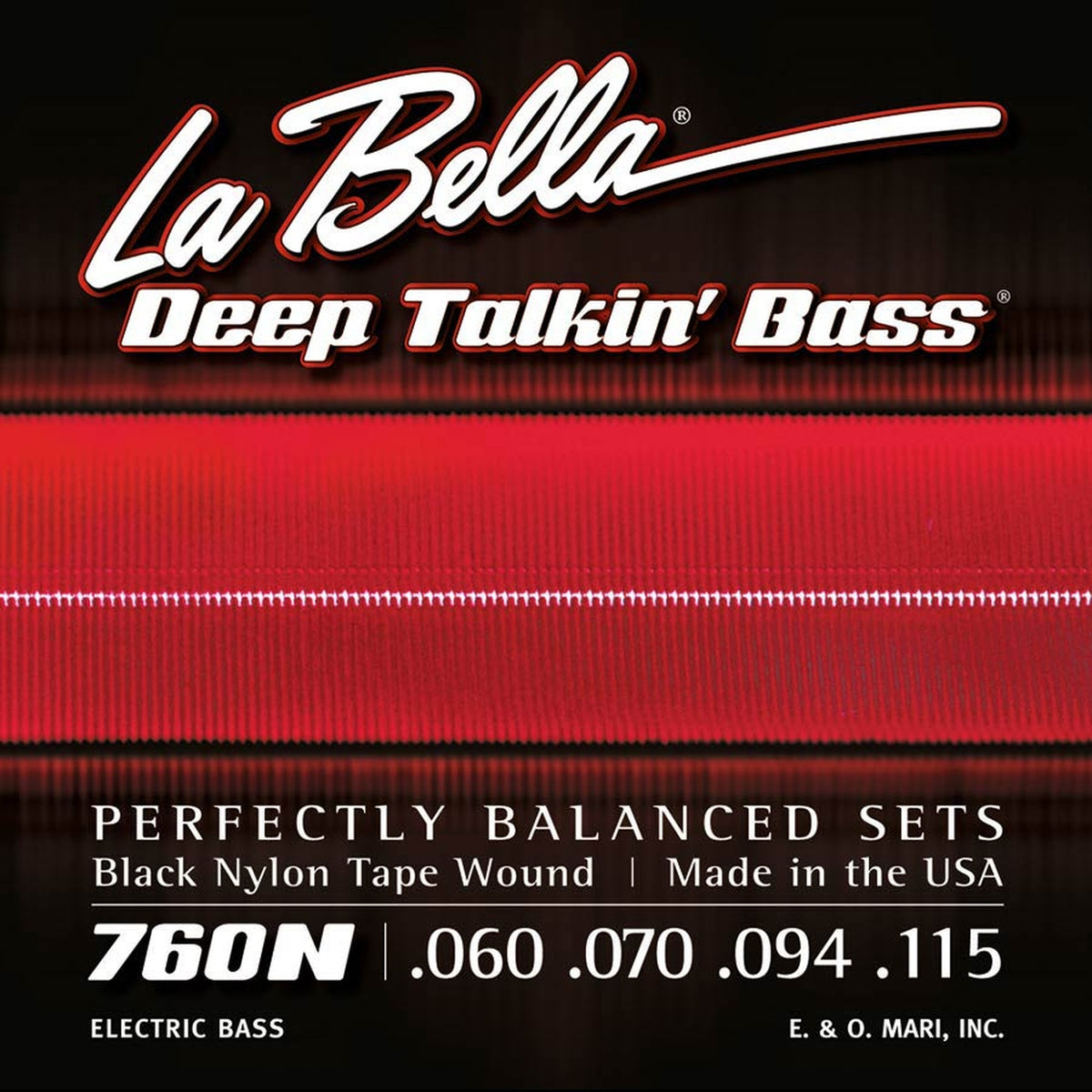 La Bella L-760N snaren set elektrisch bass, black nylon tape wound, 060-070-094-115 longscale