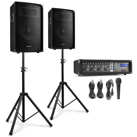 VONYX VX210 Full PA Geluidssysteem 800W met 10 inch Speakers, Mixer en Bluetooth