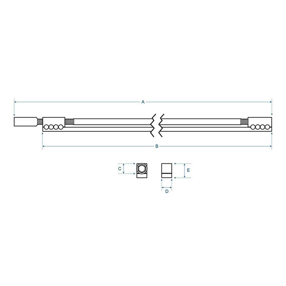 Boston TRO-630-K Halspen Truss Rod 630 mm 6 mm Staaf Single Action Inbus 4 mm