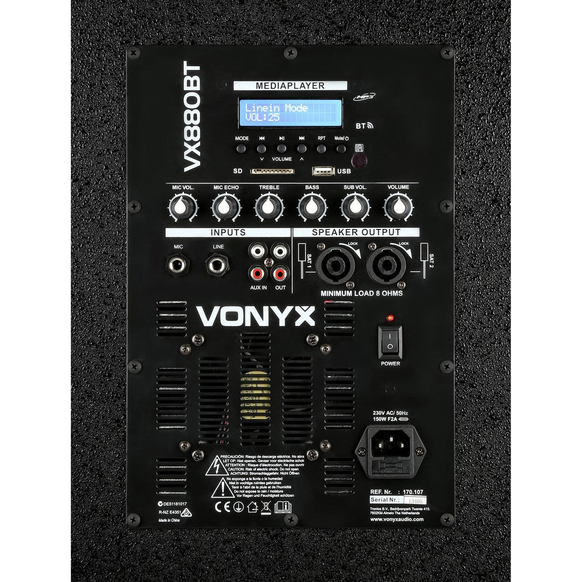 VONYX VX880BT 1000W 2.1 Actieve Speakerset met 15 inch Subwoofer, Bluetooth en Kolomspeakers