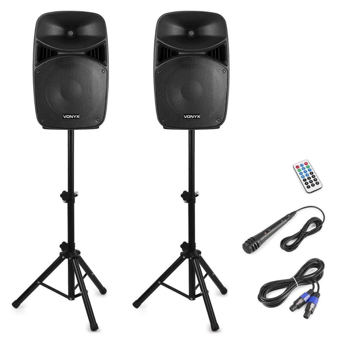 VONYX VPS152A 1000W Actieve Speakerset met Bluetooth, USB/SD en 15 inch Woofers