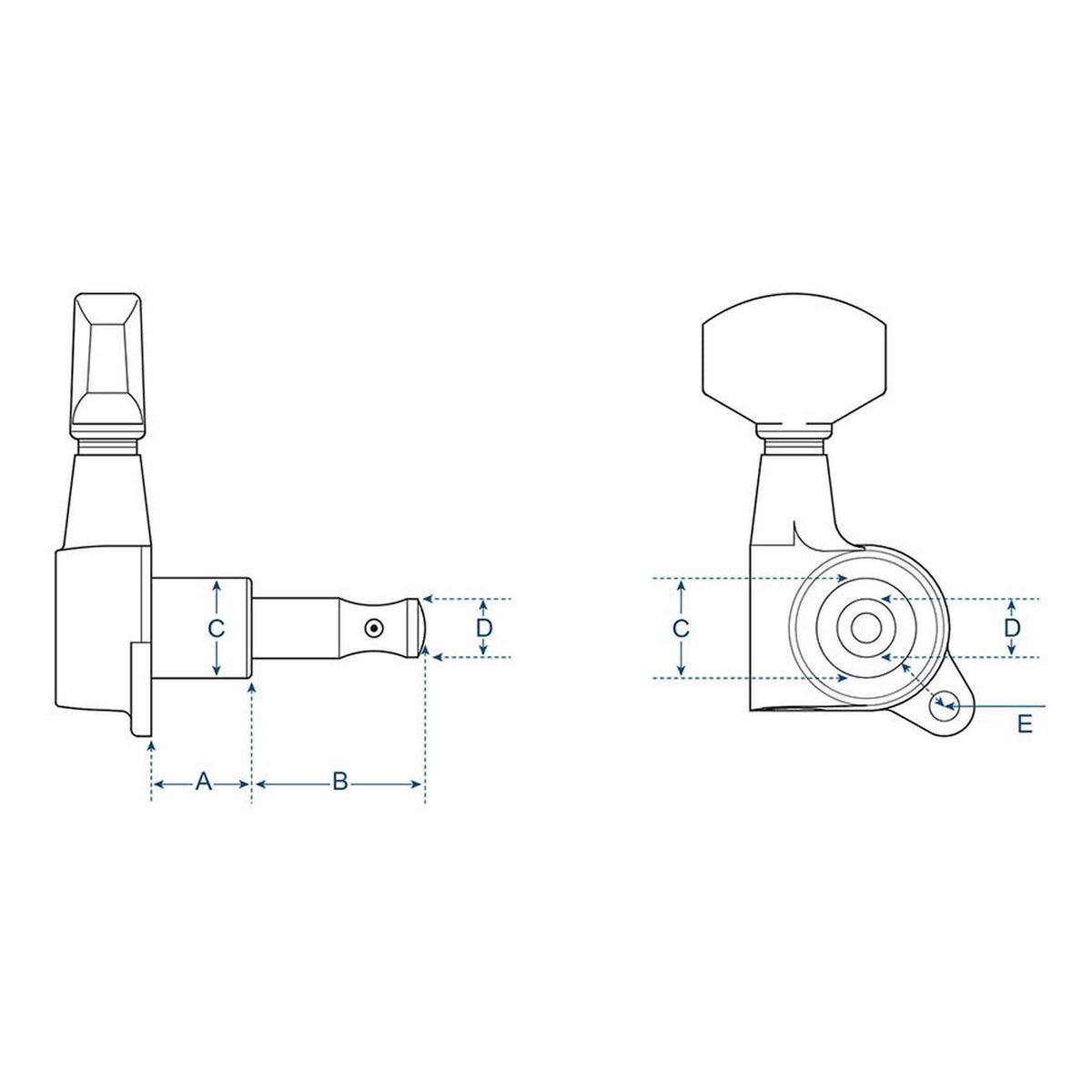 Boston 75-CLR Stemmechanieken voor gitaar, die cast, 3x links + 3x rechts, chroom, deluxe knoppen