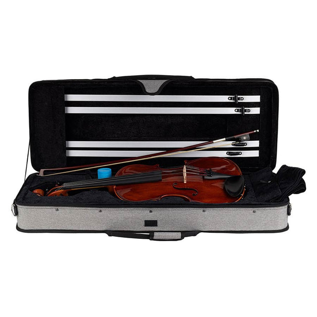 Leonardo LVA-20165 altviool set 16.5" 42.5cm , geheel massief, gevlamd, ebben toebehoren, incl, koffer en strijkstok