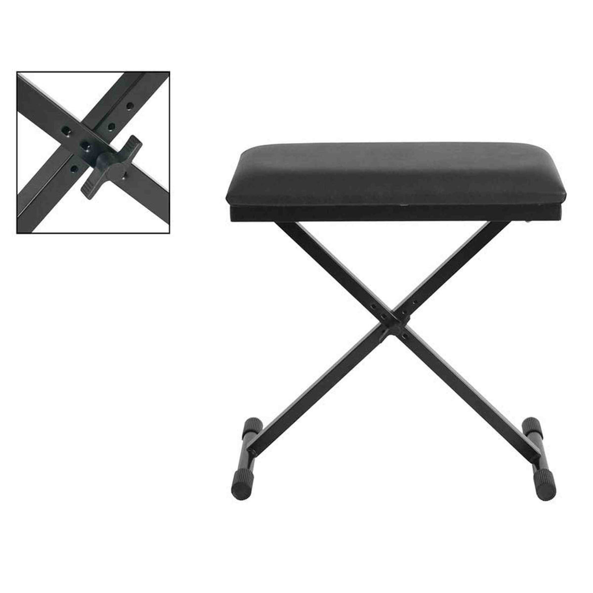Boston OB-160 keyboardkruk – X-model, zwart met leather look zitting, made in EU