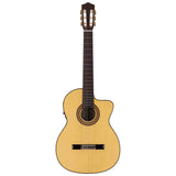 Salvador Cortez CS-60CE – Klassieke gitaar met massief spruce bovenblad, cutaway, Fishman elektronica en gigbag