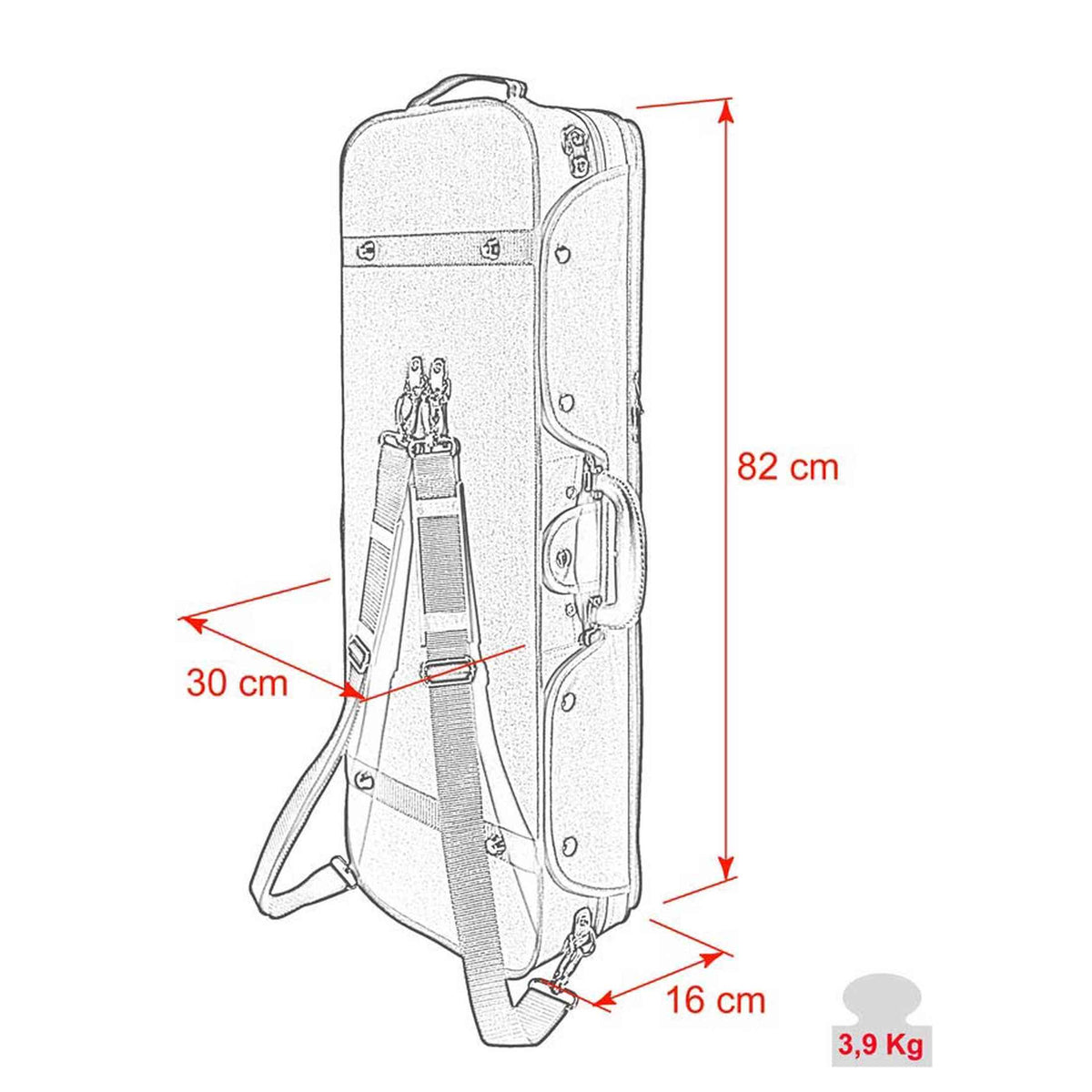 Leonardo VAC-47-RR Pro Series altvioolkoffer oblong verstelbaar rood
