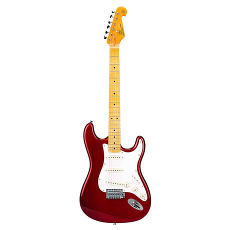 SX SST57-CAR elektrische gitaar – 3 single coils, vintage tremolo, Candy Apple Red + tas