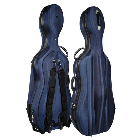 Leonardo CC-244-BU cellokoffer 4/4 gevormd blauw met wielen 5,3 kg