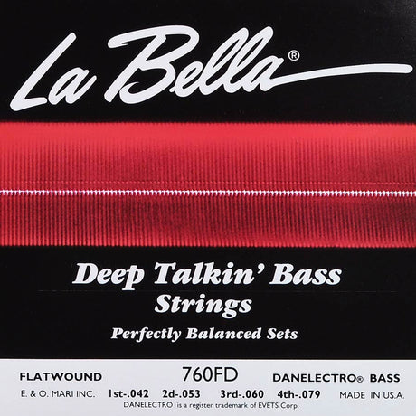 La Bella L-760FD snaren set elektrisch bass, stainless steel flatwound for Danelectro, 042-053-060-079