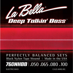 La Bella L-760NHBB snaren set elektrisch 'Beatle' bass, black nylon tape wound, 050-065-080-100